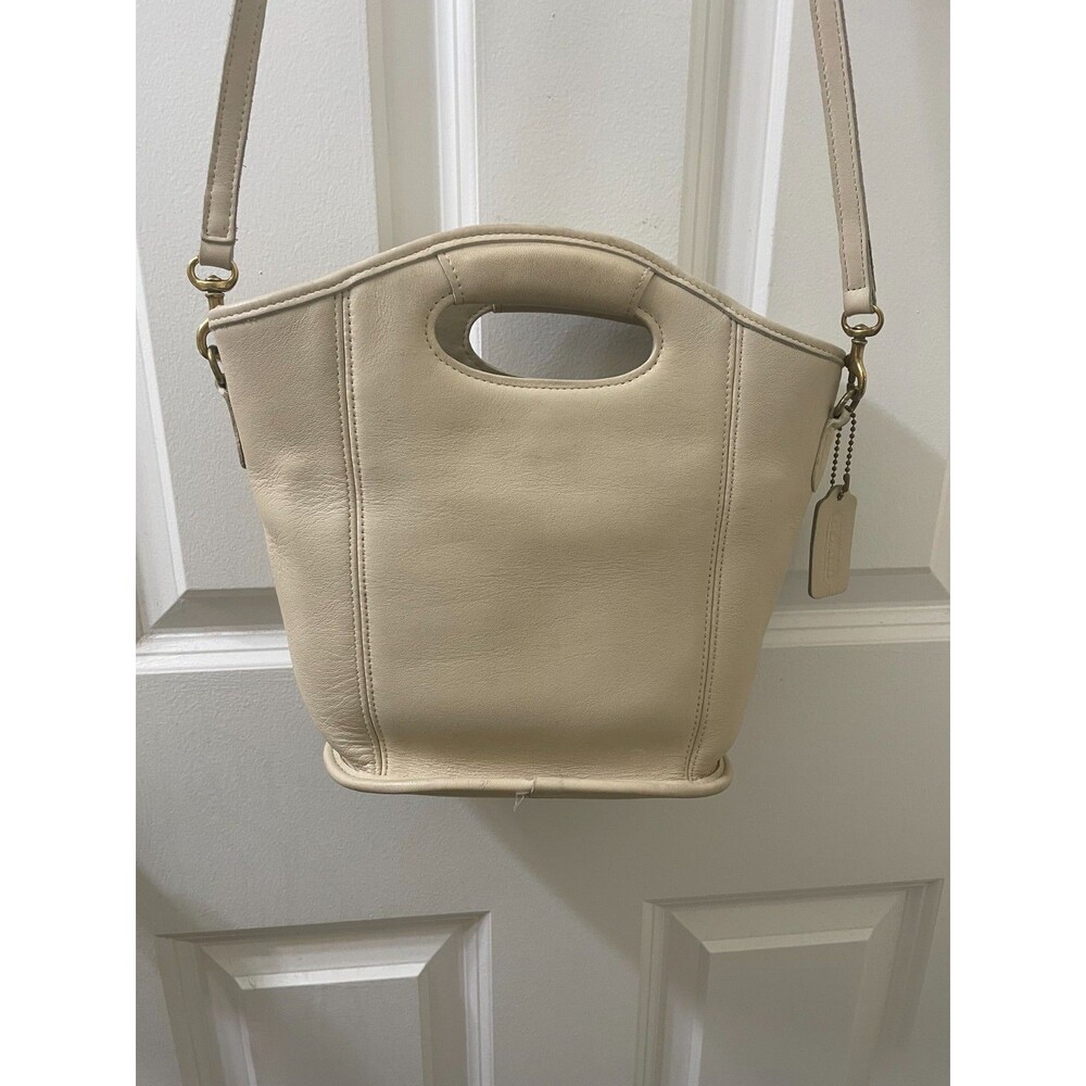 vtg Coach Mini Shopper Bucket Tote Bag 9993 ivory leather top handle crossbody